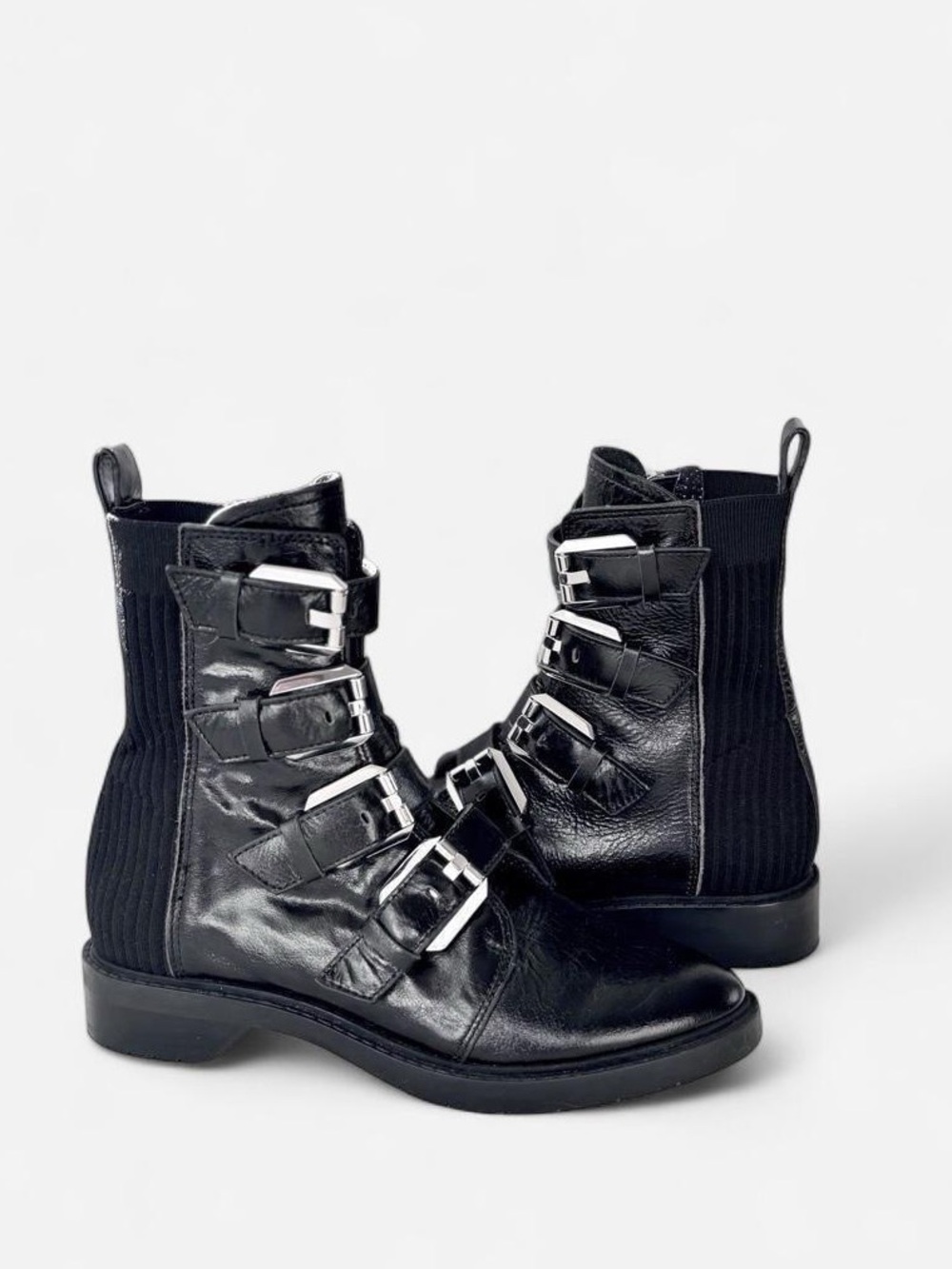 Dolce Vita Gaven Moto Boots Black Leather Buckle Biker Size 6